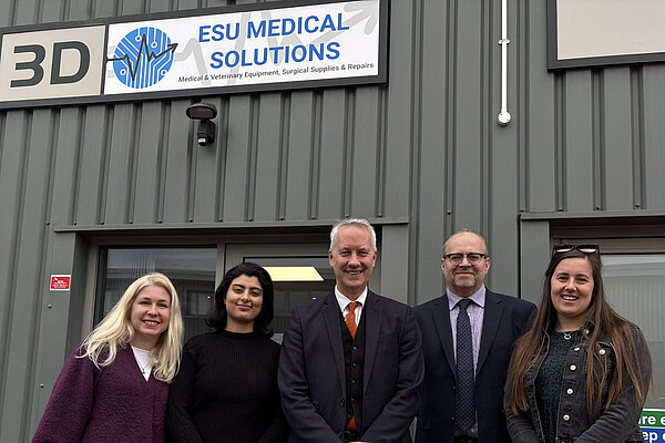 From left, Kateryna Savchenko (Brand Strategist), Periwinkle Kaur, Gideon Amos MP, Philip Lettley (Operations Manager), Elisabeth Pierce (Finance Manager).