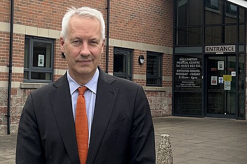 Taunton and Wellington MP Gideon Amos at Wellington Medical Centre