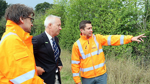Wellington MP Gideon Amos meets with Network Rail officials to discuss plans for the town’s new station