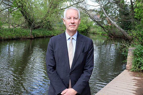 Taunton and Wellington MP Gideon Amos at the River Tone