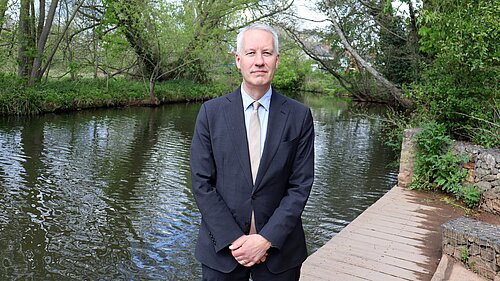 Taunton and Wellington MP Gideon Amos at the River Tone