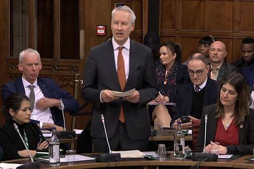 Gideon Amos MP speaking in a Parliamentary debate about the rights of overseas care workers in Taunton and Wellington