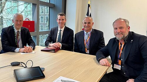 From left, Gideon Amos MP, Matthew Pennycook MP, Cllr Habib Farbahi and Cllr Mike Rigby