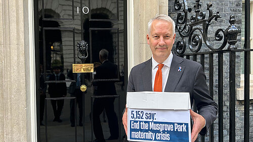 MP for Taunton & Wellington, Gideon Amos, presents petition for new maternity unit at Musgrove Hospital